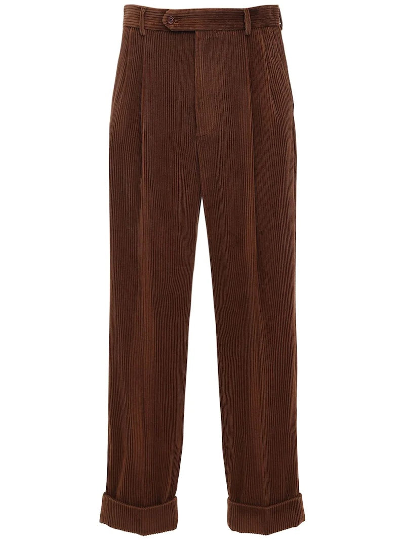 Pantalones de pana con parche de cuero