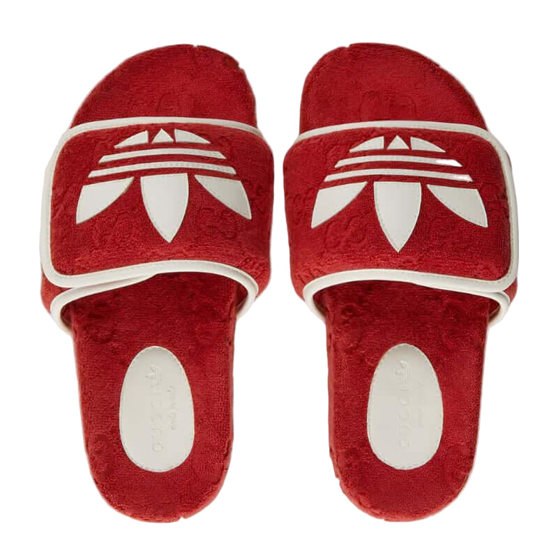 Chanclas rojas con monograma de adidas x Gucci (para mujer)